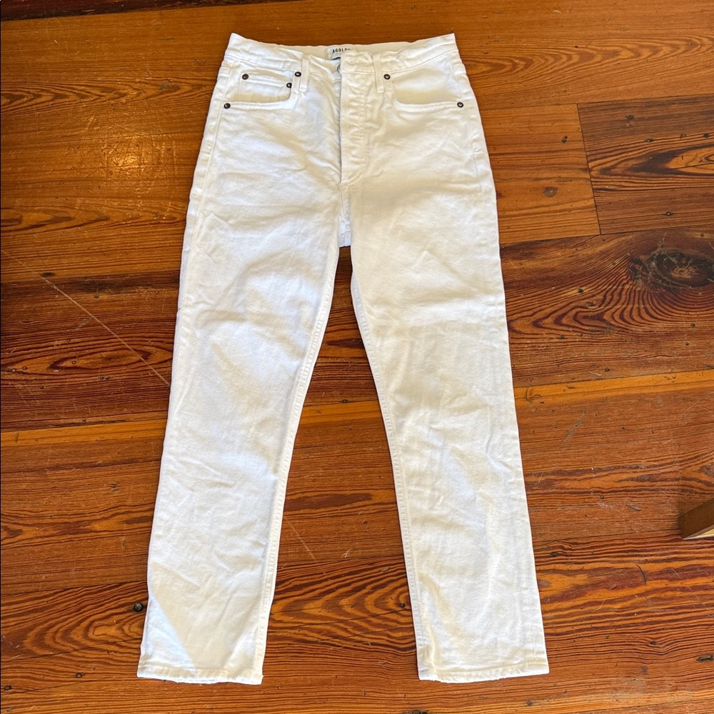 Agolde White High-Rise Straight Jeans